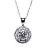 1.56 Cts. 18K White Gold Diamond Solitaire Pendant With Double Halo